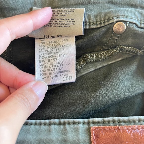 AG Abbey Mid Rise Super Skinny Ankle Sateen Jean in Dark Olive Army Green Sz 25R - Picture 8 of 8